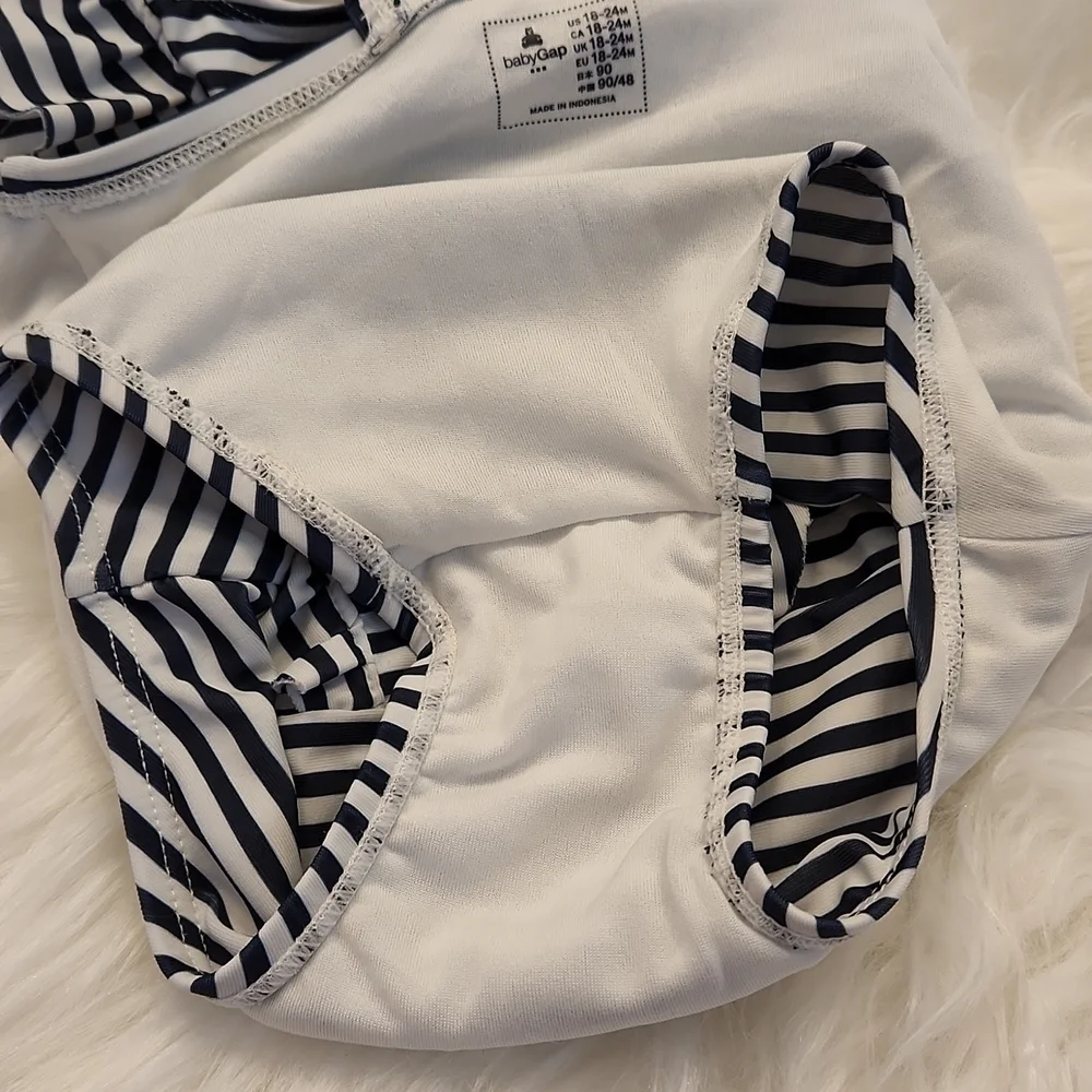 Baby Gap Navy & White Ruffle Front Swimsuit Size 18-24M